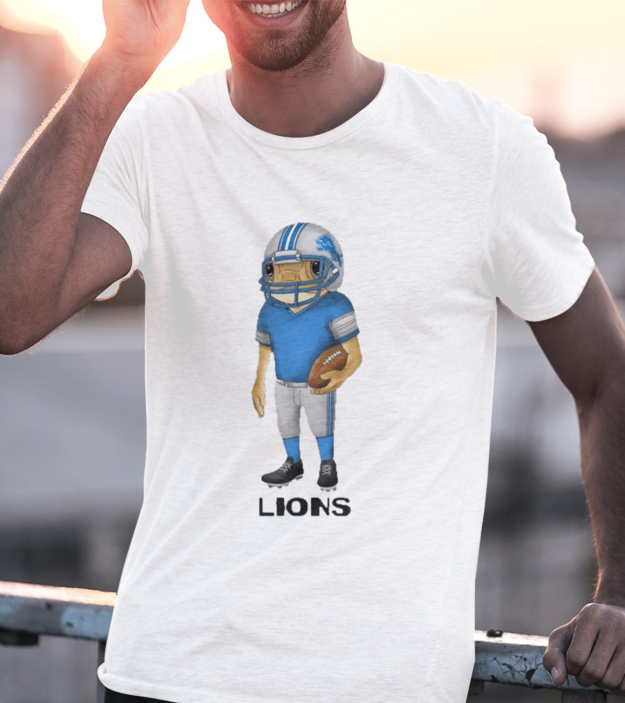 Bad Bunny Detroit Lions Football Player Concho Helmet T-Shirt