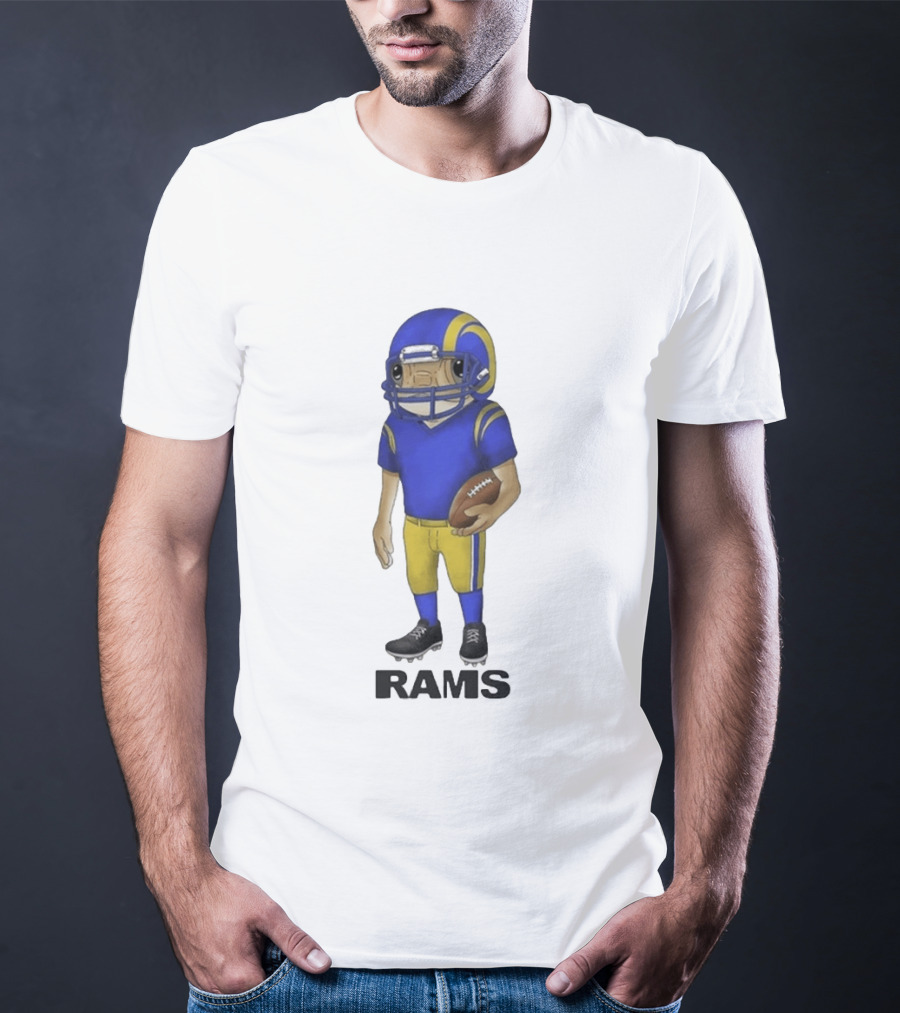 Bad Bunny Los Angeles Rams Football Character With Concho Helmet T-Shirt