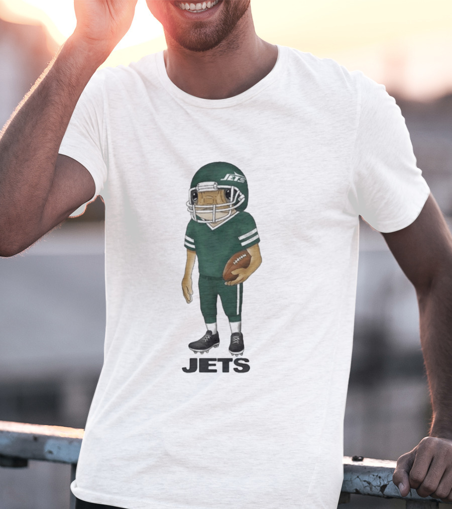 Bad Bunny New York Jets Cartoon Football Player T-Shirt