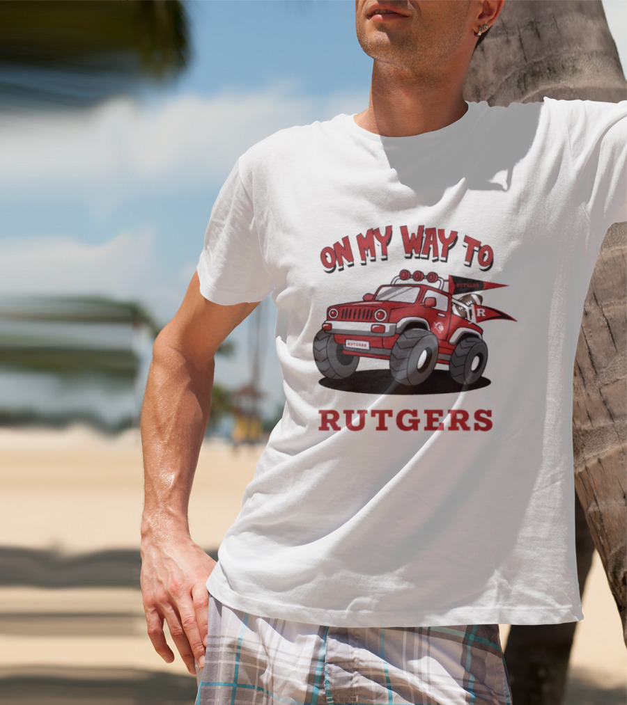 Rutgers Scarlet Knights On My Way To Rutgers Jeep Flags T-Shirt