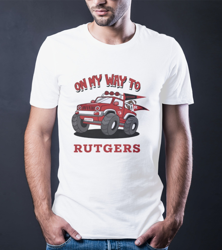 Rutgers Scarlet Knights On My Way To Rutgers Jeep Flags T-Shirt
