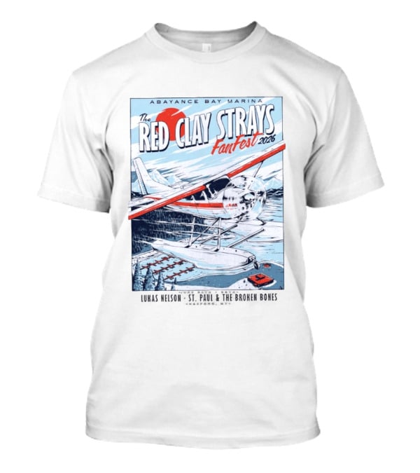 Abayance Bay Marina Red Clay Strays Fan Fest 2026 Rexford Montana Airplane Lake Scene T-Shirt