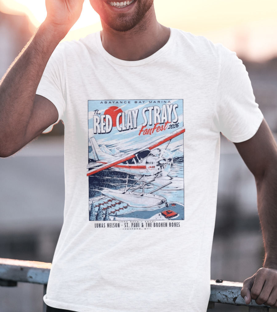 Abayance Bay Marina Red Clay Strays Fan Fest 2026 Rexford Montana Airplane Lake Scene T-Shirt