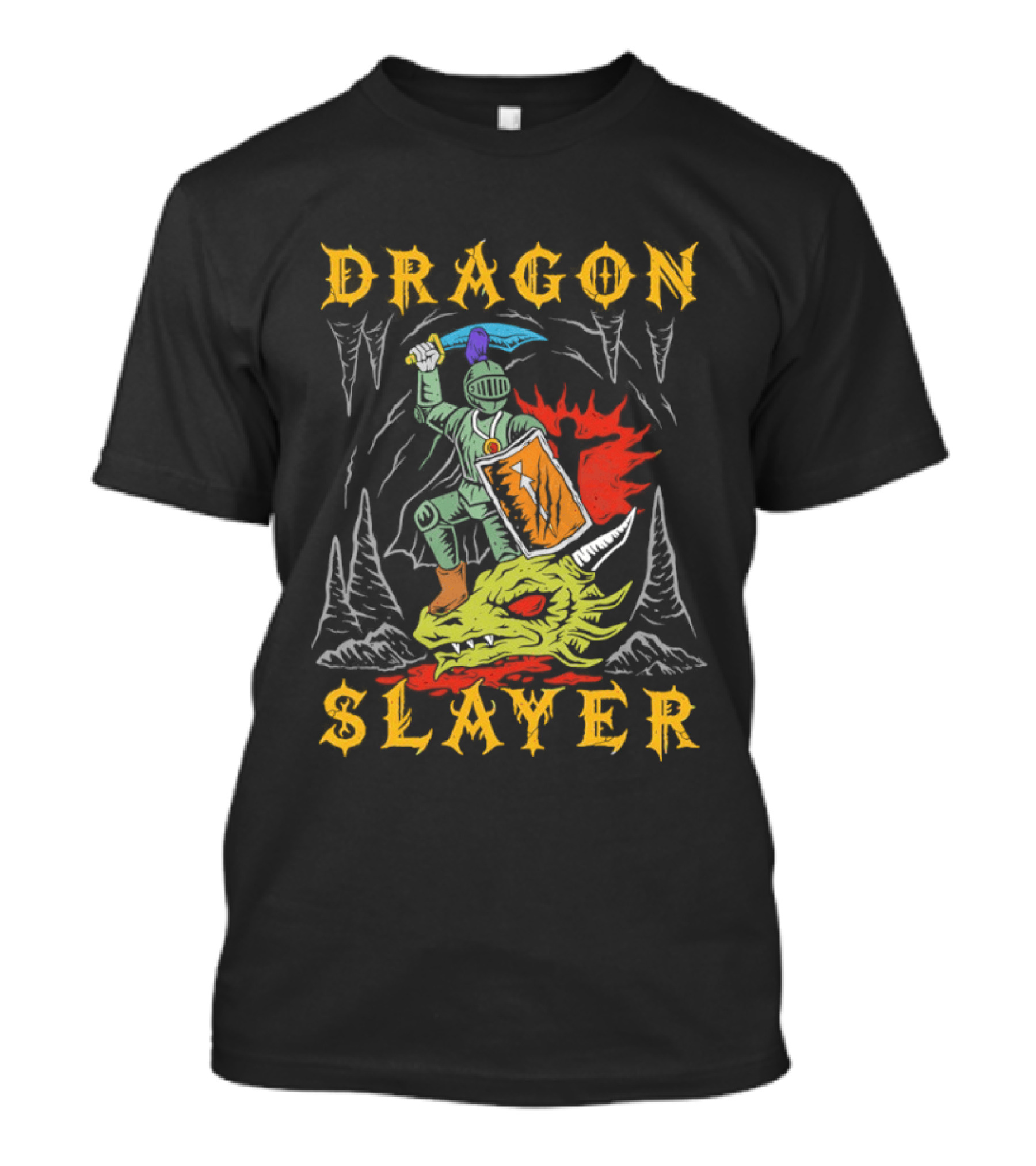 Dragon Slayer Knight Conquering Fiery Beast T-Shirt