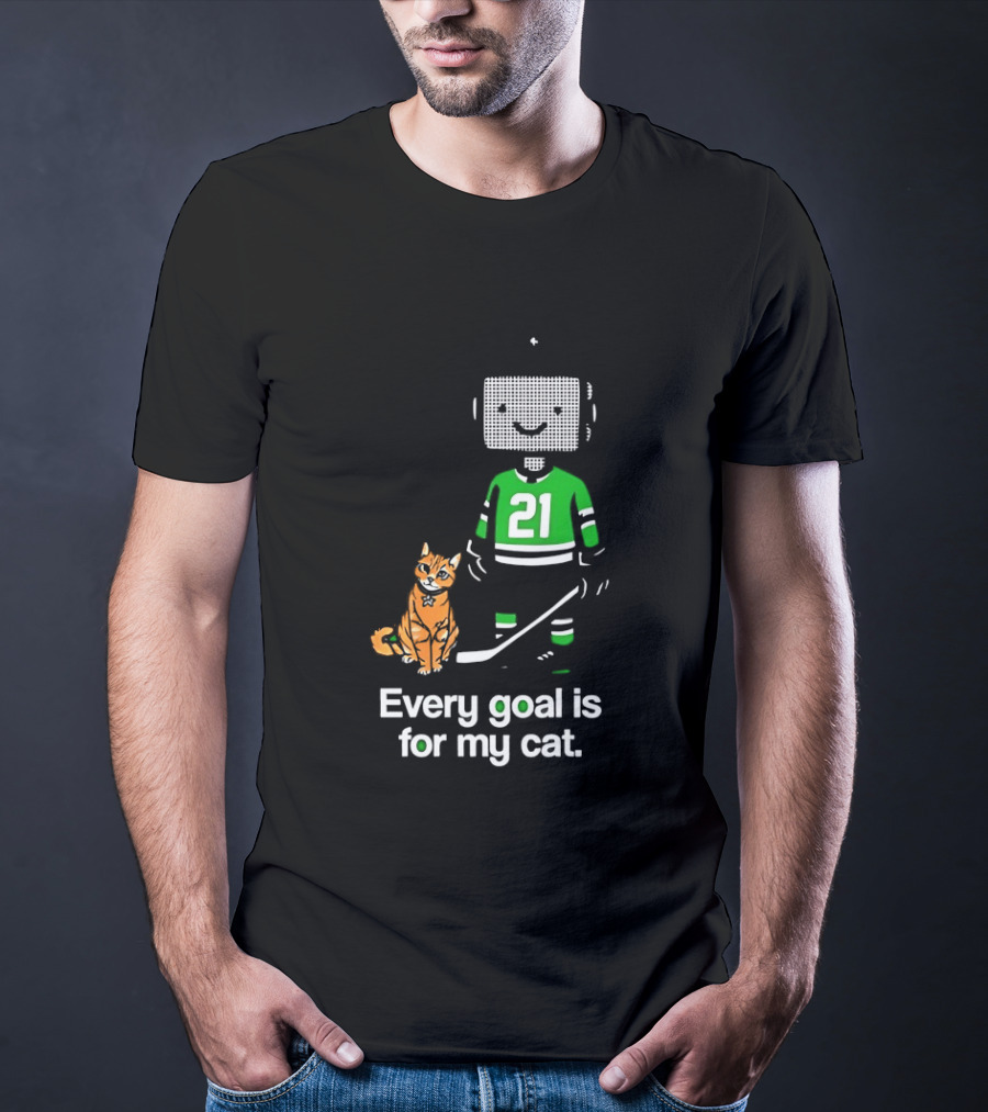 Jason Robertson 21 Dallas Stars Hockey Every Goal Is For My Cat T-Shirt