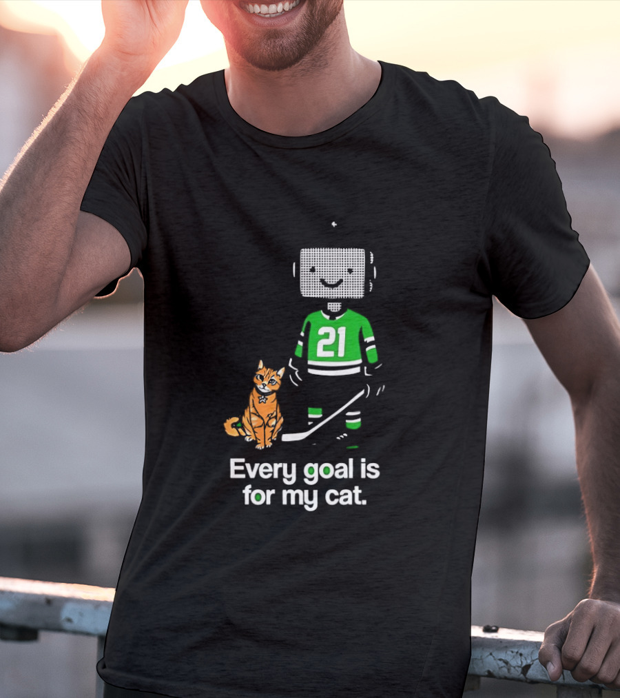 Jason Robertson 21 Dallas Stars Hockey Every Goal Is For My Cat T-Shirt