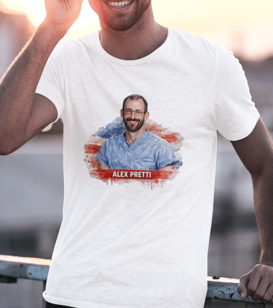 Alex Pretti Memorial ICU Nurse American Flag T-Shirt