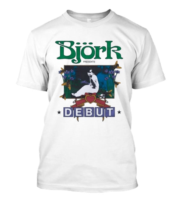 Björk Presents Debut Album Cover Art With Vintage Floral Frame T-Shirt