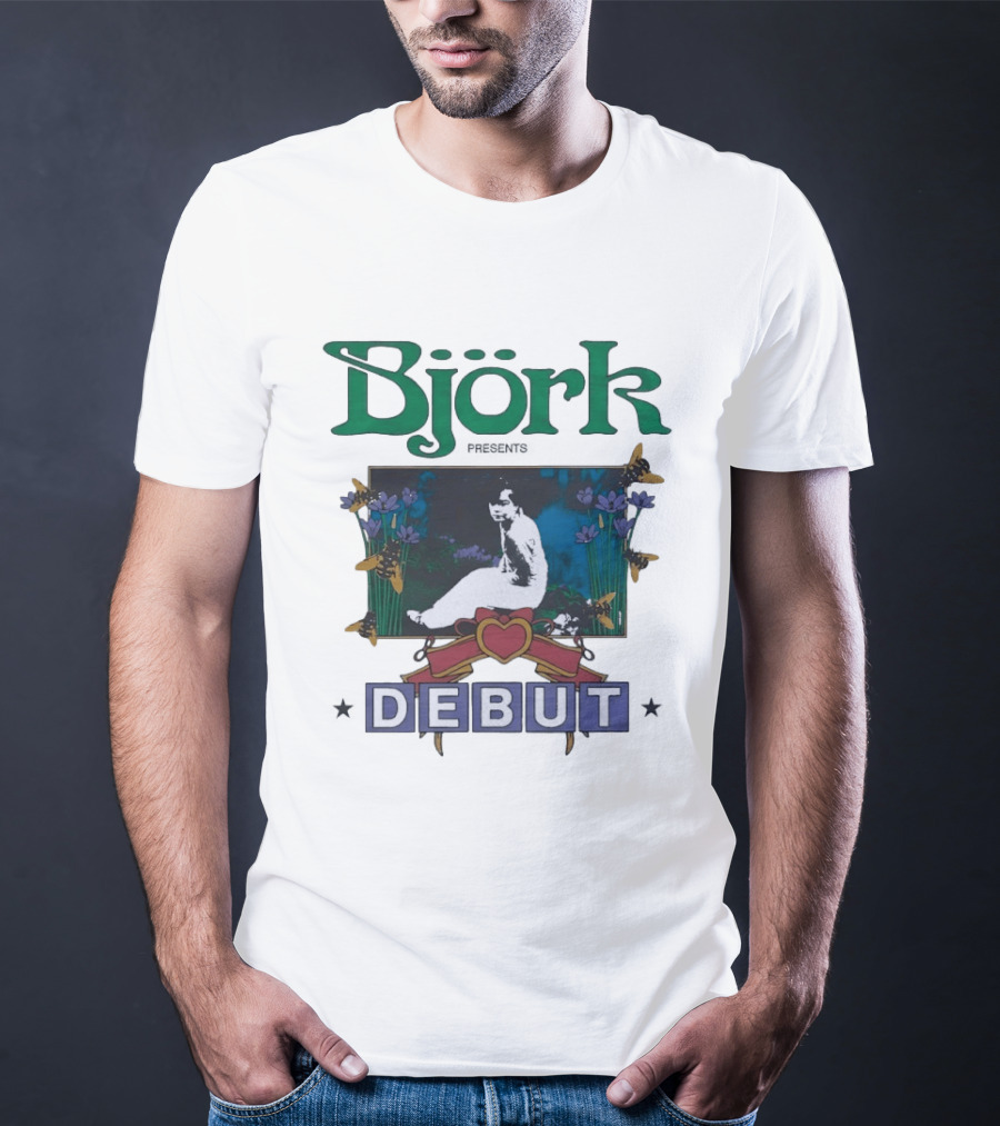 Björk Presents Debut Album Cover Art With Vintage Floral Frame T-Shirt