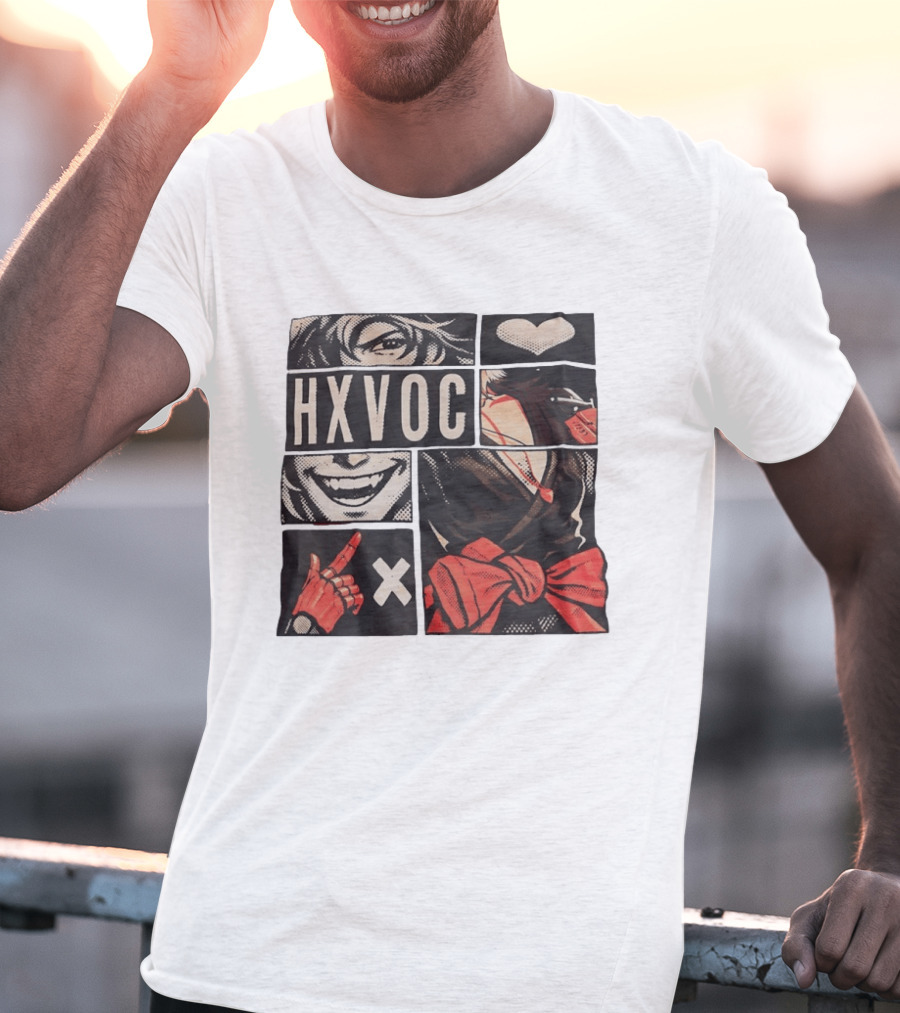 HXVOC Anime Manga Style Bold Red And Black T-Shirt