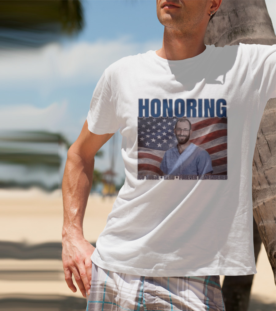 Honoring ICU Nurse Hero Forever Remembered American Flag T-Shirt