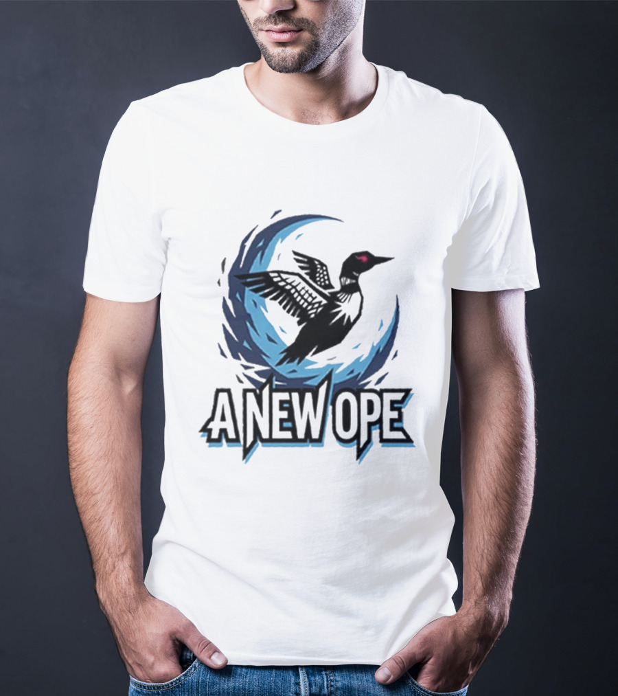 A New Ope Loon Bird Silhouette In Blue Moon Sky T-Shirt