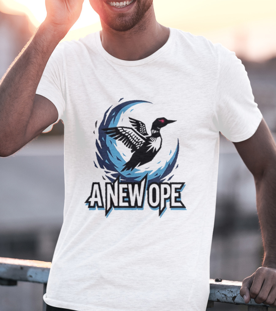 A New Ope Loon Bird Silhouette In Blue Moon Sky T-Shirt
