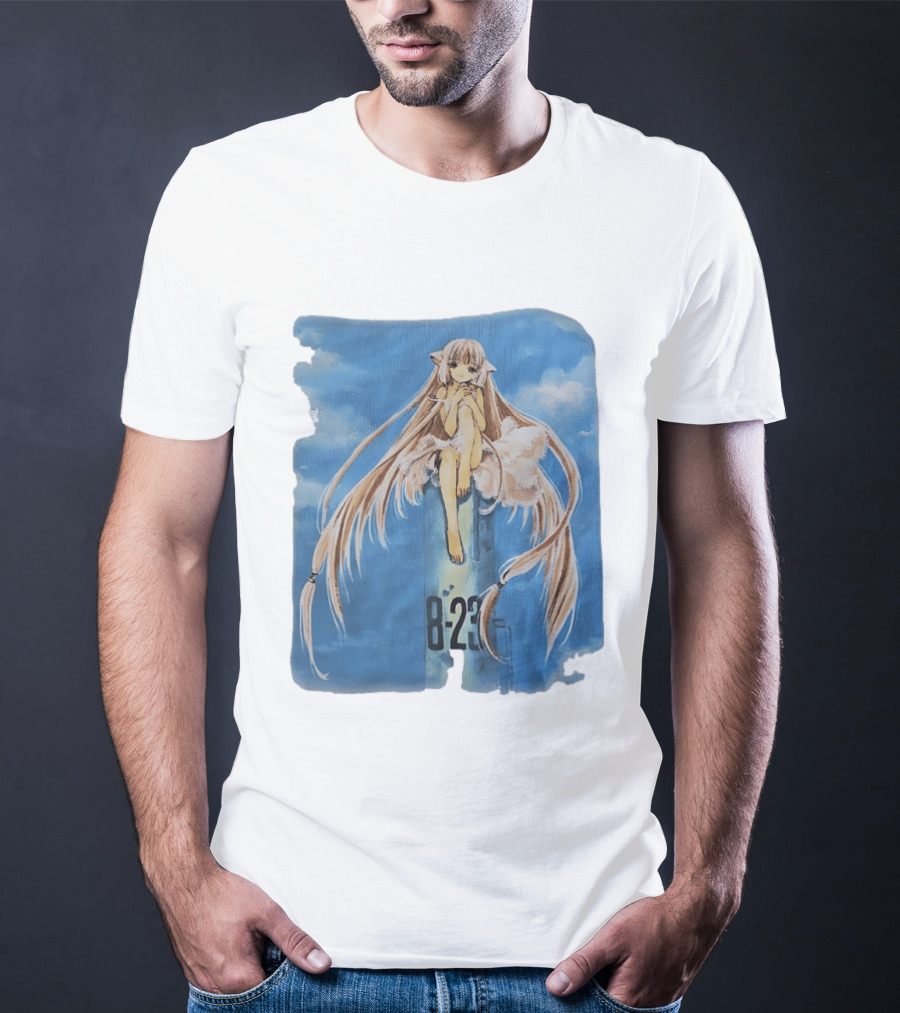 8 23 Chobits Anime Character Sitting Clouds T-Shirt