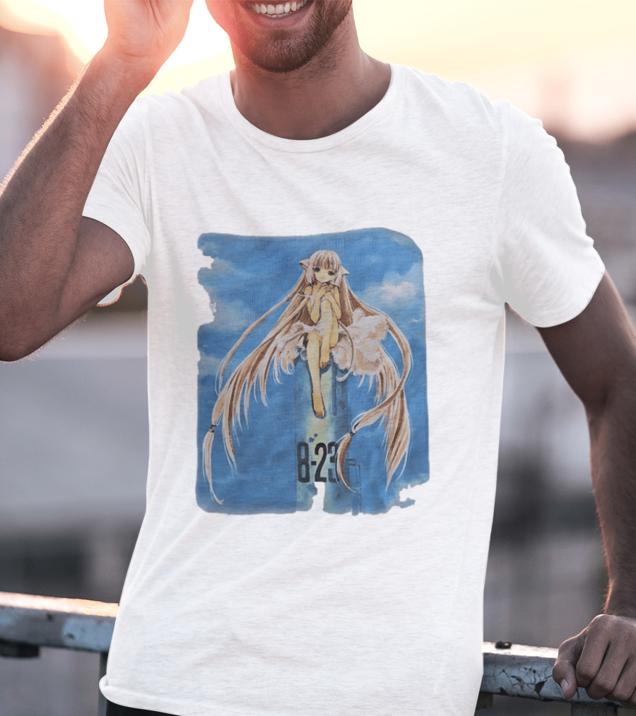 8 23 Chobits Anime Character Sitting Clouds T-Shirt