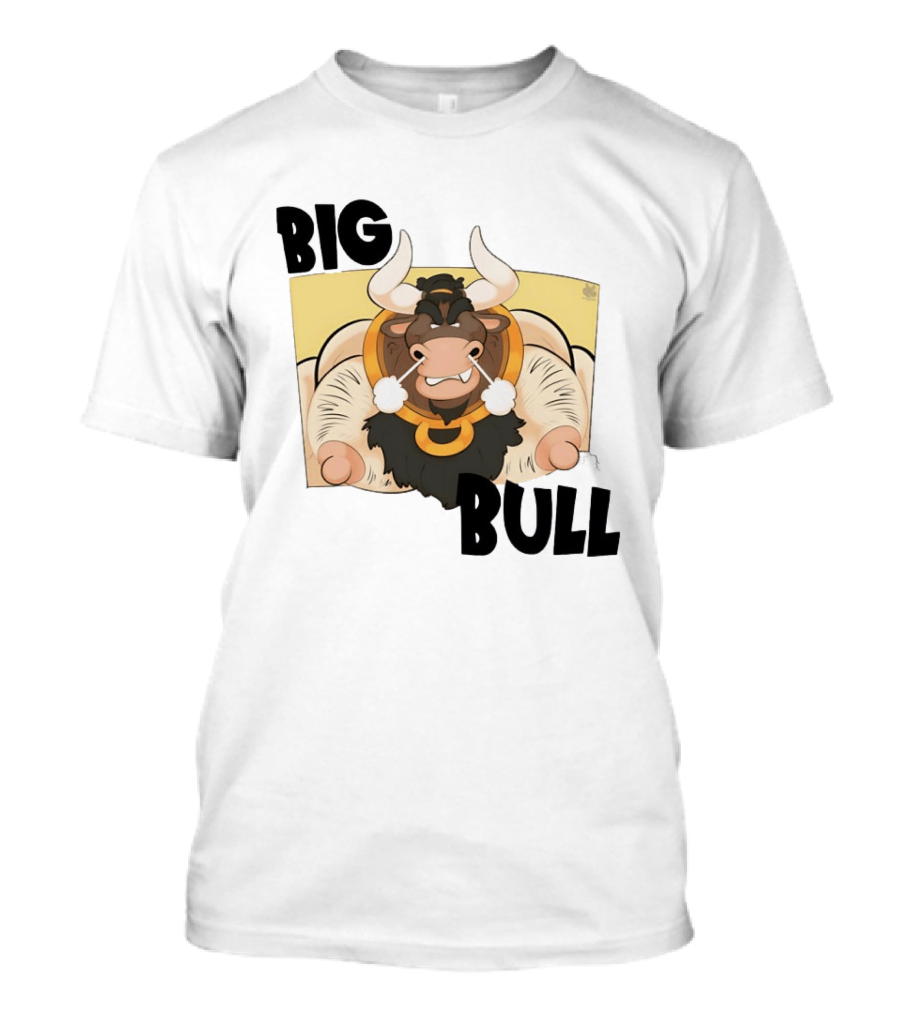 Big Bull Bara Male Minotaur Cartoon Whimsical Horned T-Shirt