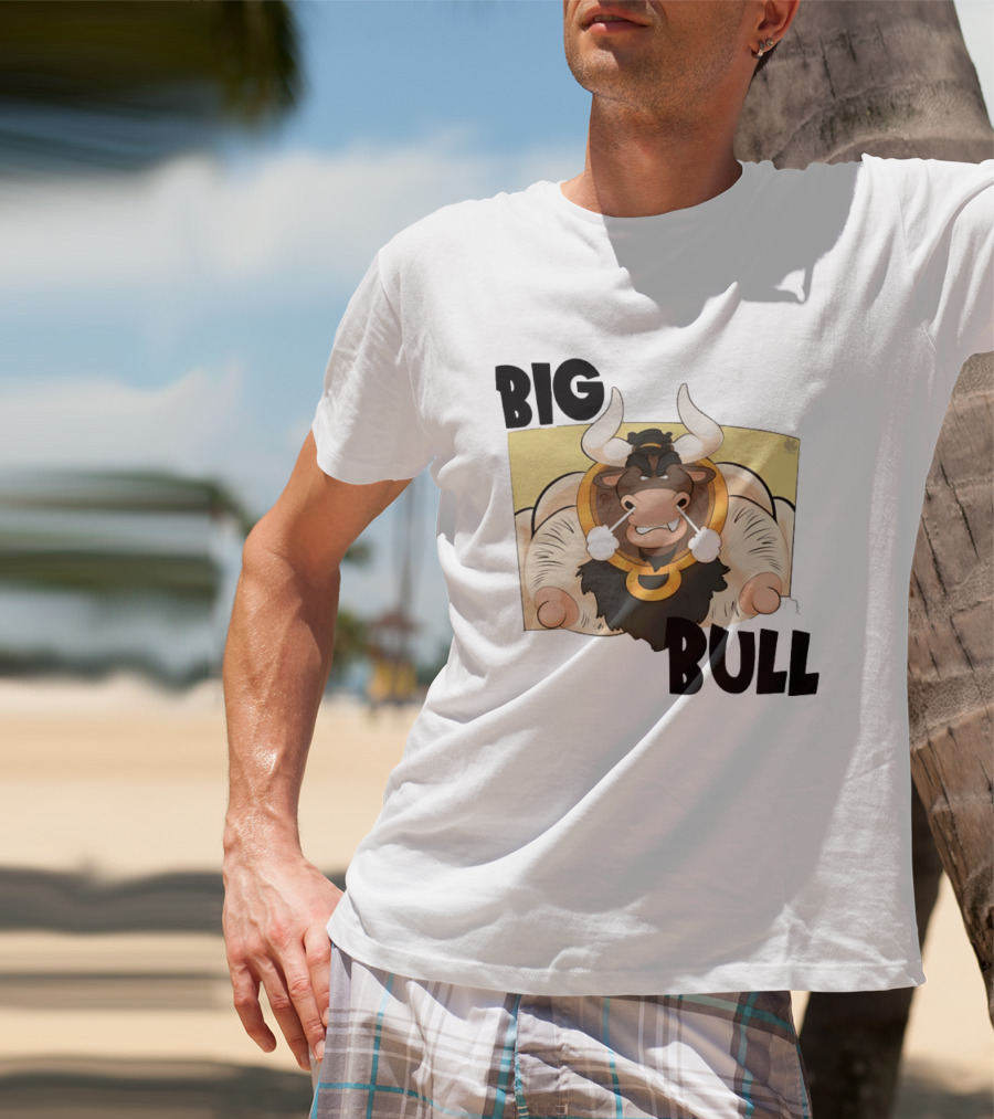 Big Bull Bara Male Minotaur Cartoon Whimsical Horned T-Shirt