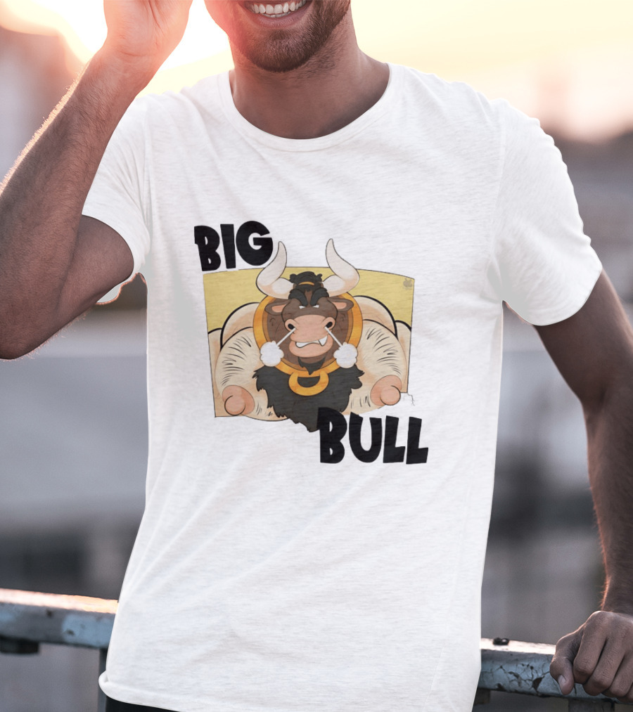 Big Bull Bara Male Minotaur Cartoon Whimsical Horned T-Shirt