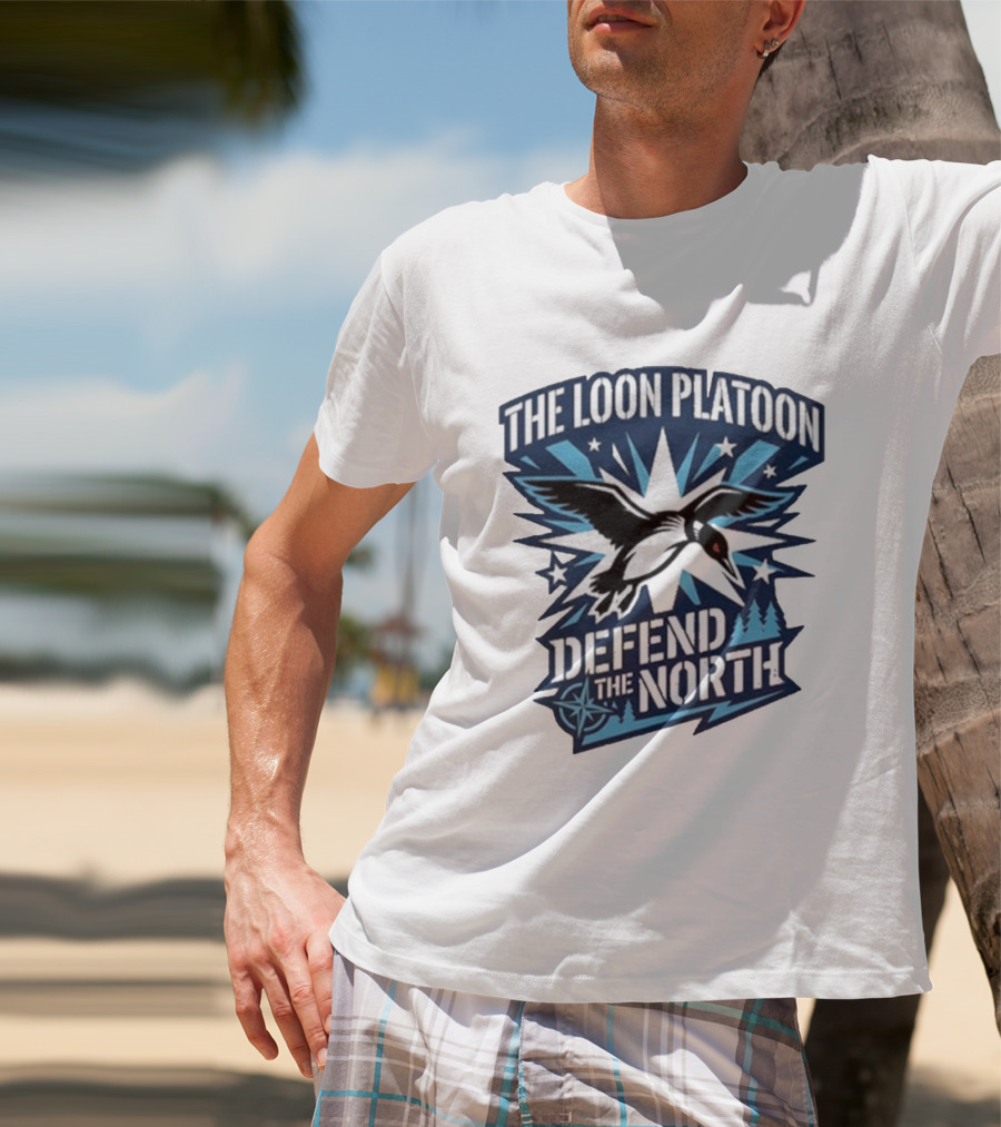 The Loon Platoon Defend The North Bold Rebel Loon Starburst Forest T-Shirt