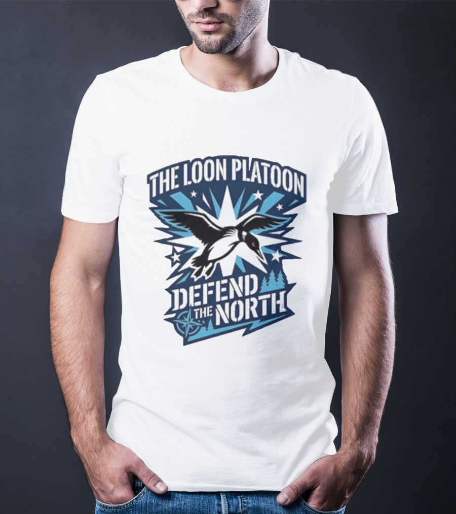 The Loon Platoon Defend The North Bold Rebel Loon Starburst Forest T-Shirt
