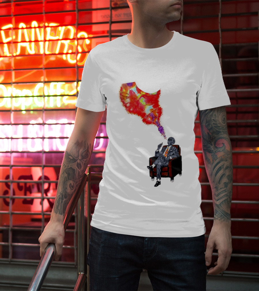 Finished Quazar Smoking Cosmic Alien In Suit With Colorful Smoke T-Shirt