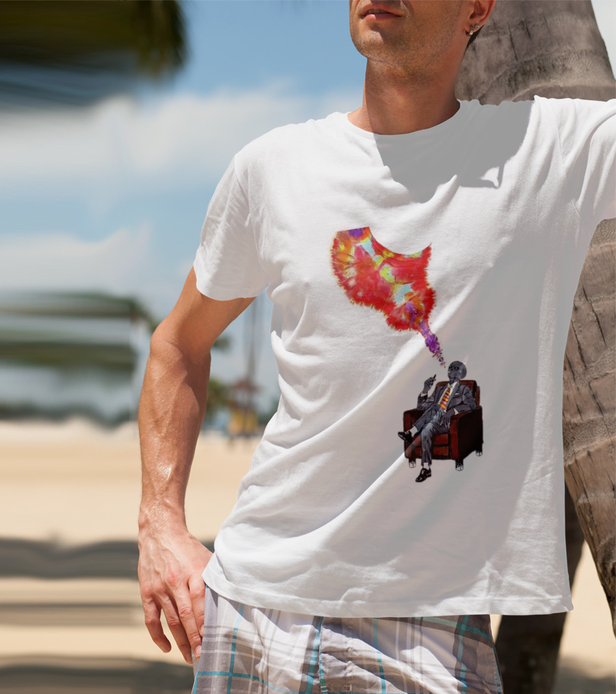 Finished Quazar Smoking Cosmic Alien In Suit With Colorful Smoke T-Shirt