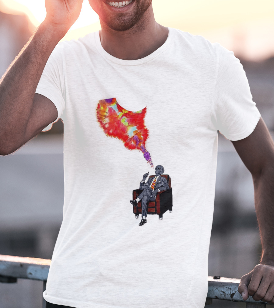Finished Quazar Smoking Cosmic Alien In Suit With Colorful Smoke T-Shirt