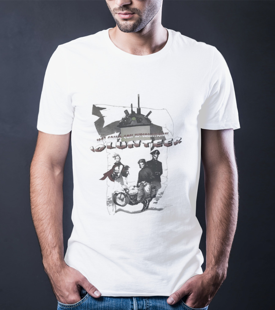 Volunteer 1997 Comic Con International San Diego Badge With Statue Of Liberty And Superhero T-Shirt