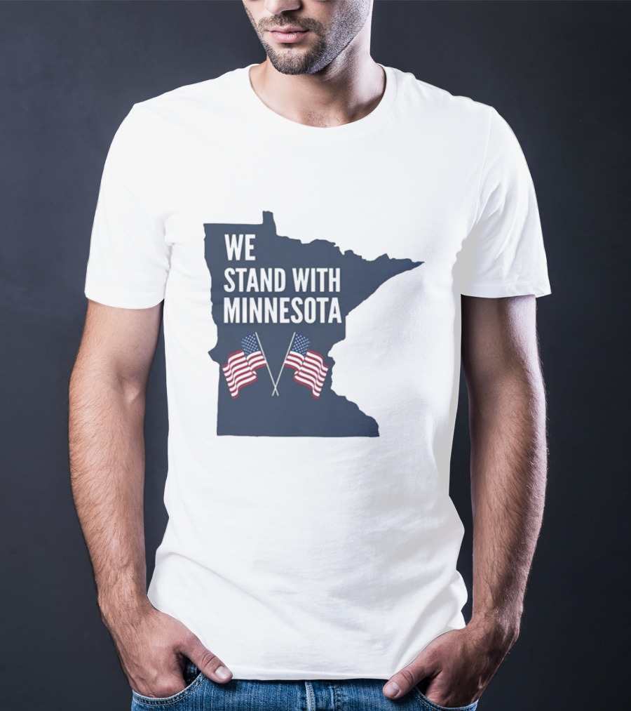 We Stand With Minnesota American Flags Solidarity T-Shirt