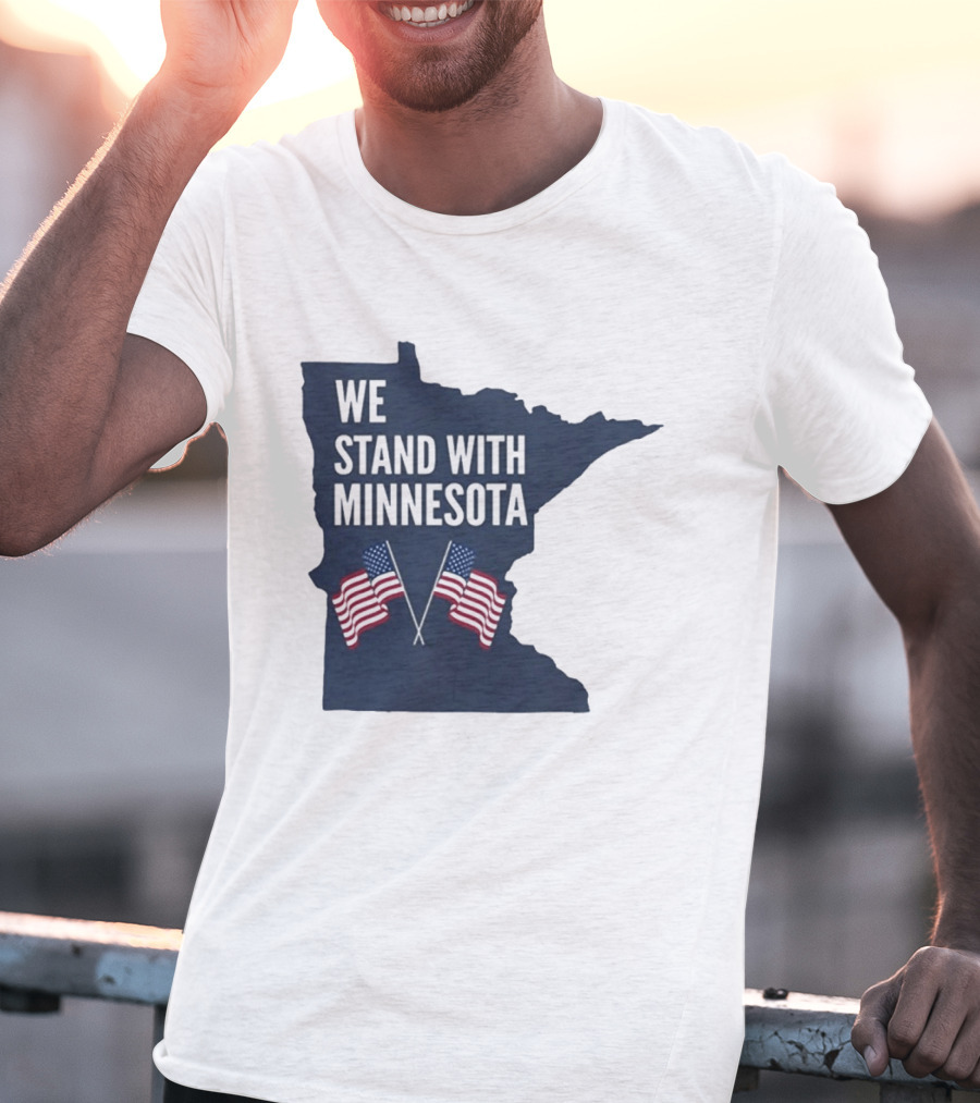We Stand With Minnesota American Flags Solidarity T-Shirt