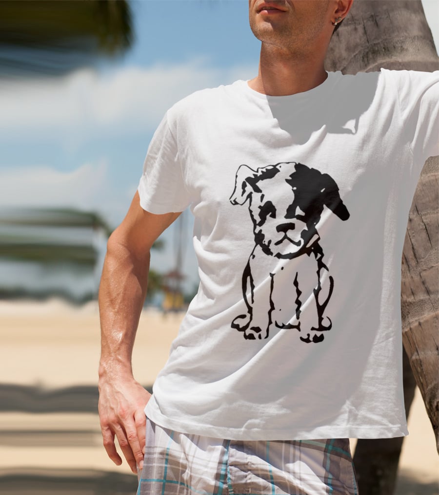 Puppy Dog Mystery Train Sketch Playful Canine T-Shirt