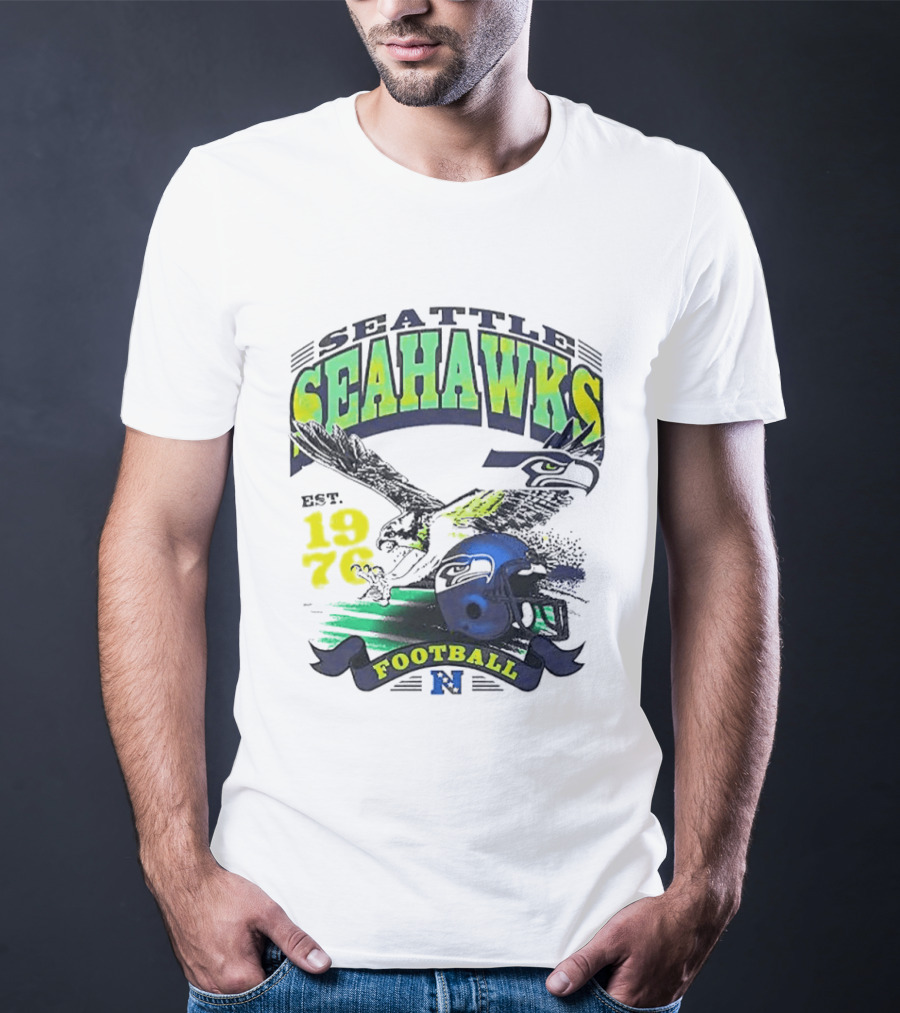 Seattle Seahawks Est. 1976 Football Puget Sound Champs Retro Helmet And Hawk T-Shirt