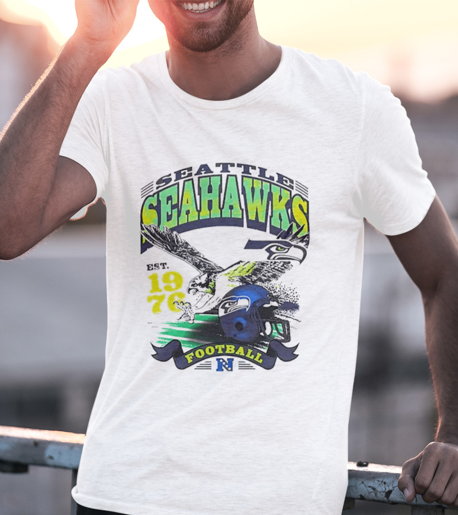 Seattle Seahawks Est. 1976 Football Puget Sound Champs Retro Helmet And Hawk T-Shirt