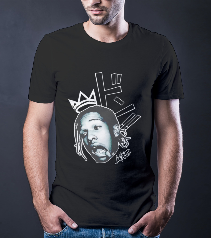 ASAP Rocky VI Big Head Crown Graphic Japan Text Signature T-Shirt