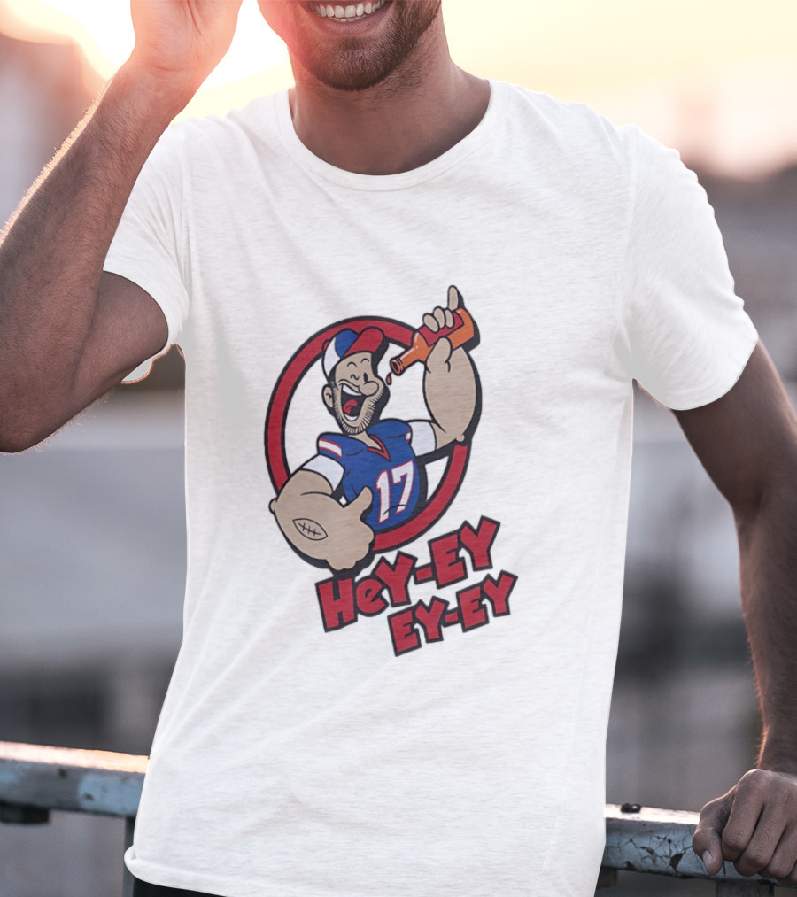 Hey Ey Ey Ey Josh Allen Illustrated Strong Finish Buffalo Bills T-Shirt