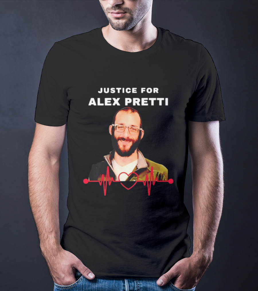 Justice For Alex Pretti Nurse Awareness Advocacy Heartbeat T-Shirt
