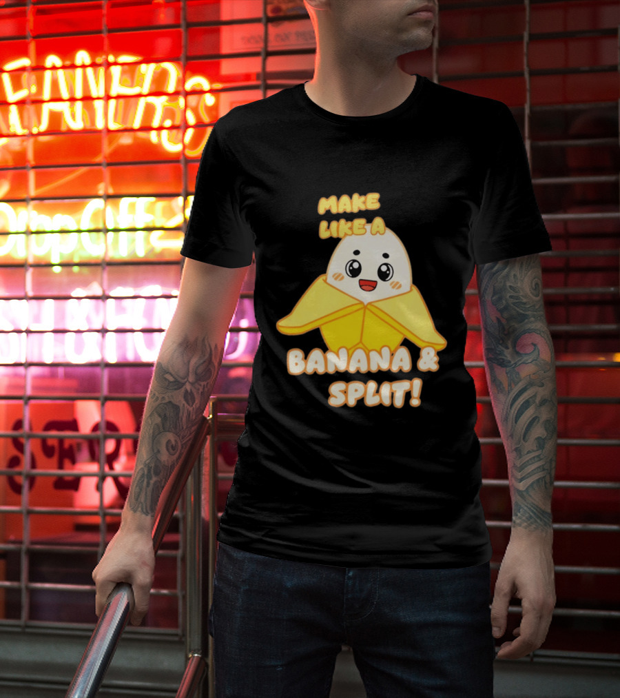 LankyBox Banany Make Like A Banana And Split Cute Cartoon T-Shirt