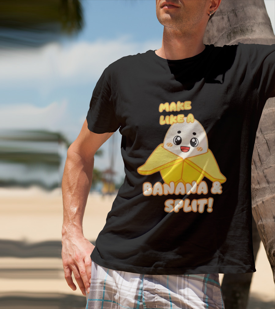 LankyBox Banany Make Like A Banana And Split Cute Cartoon T-Shirt