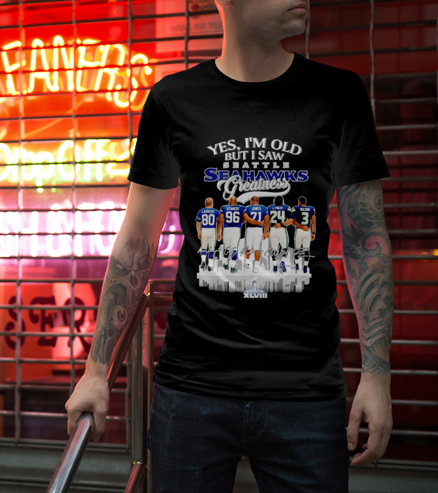 Seattle Seahawks Legend Players Largent Kennedy Jones Lynch Wilson XLVIII T-Shirt