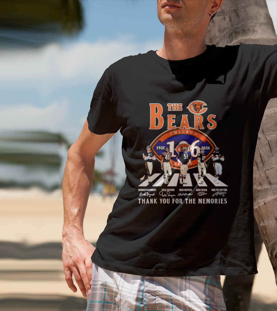 The Chicago Bears 106 Years 1920 2026 Player Road Thank You For The Memories T-Shirt