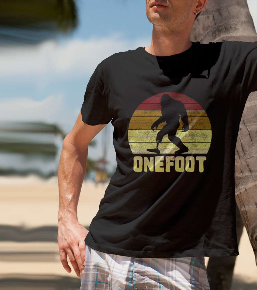 Bigfoot Artificial Leg Onefoot Silhouette Sunset T-Shirt
