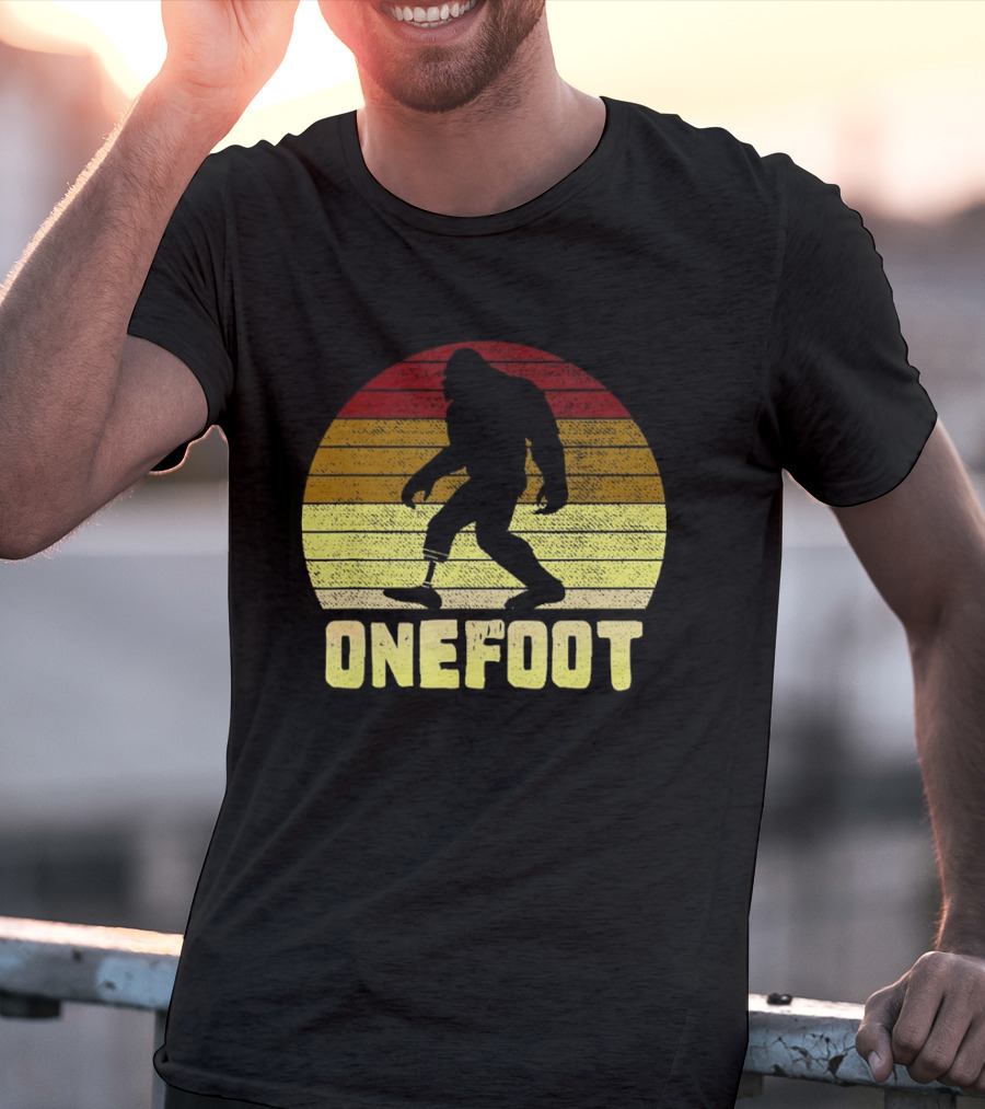 Bigfoot Artificial Leg Onefoot Silhouette Sunset T-Shirt