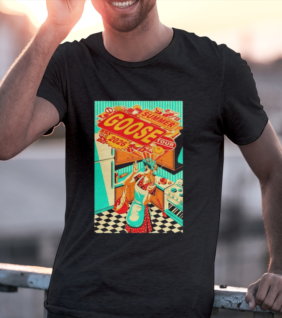 Goose Summer 2026 Tour Retro Kitchen Chaos With Surprised Housewife T-Shirt