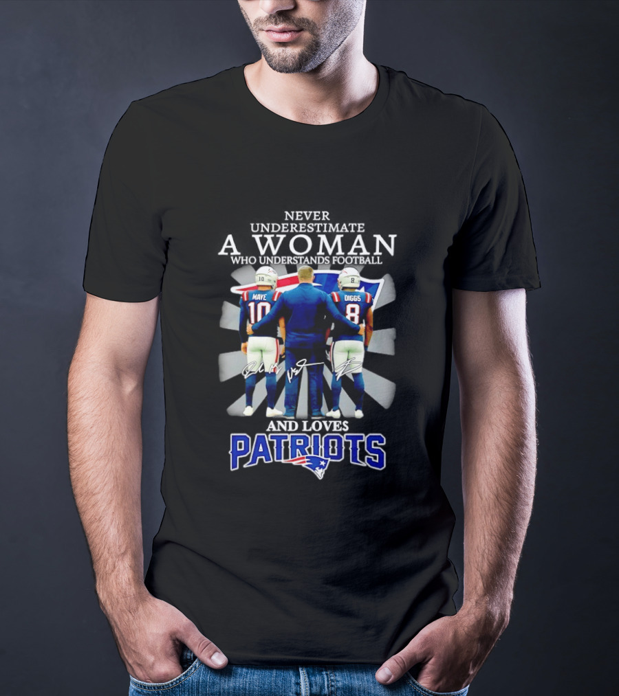 Never Underestimate A Woman Drake Maye Stefon Diggs Patriots T-Shirt