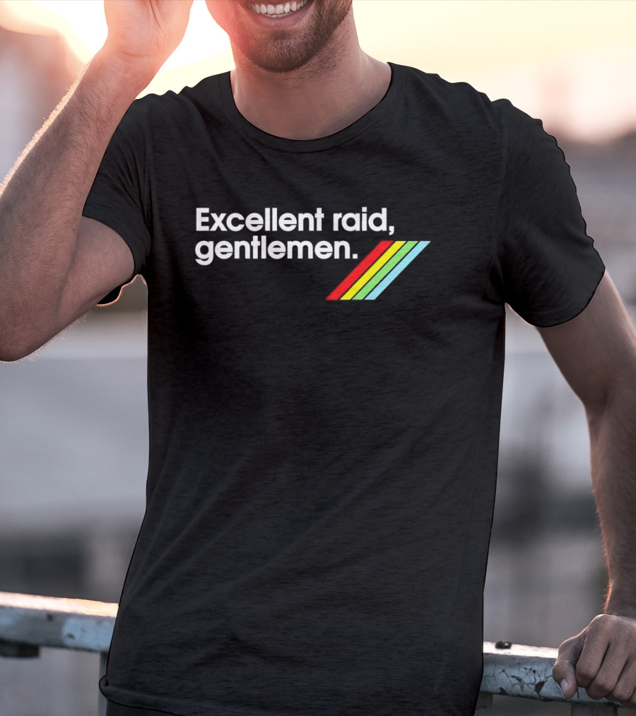 Excellent Raid Gentlemen ARC Raiders Retro Rainbow Stripes T-Shirt