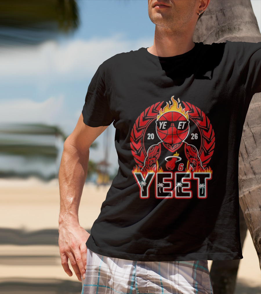 Yeet Jey Uso Miami Heat 2026 Flaming Basketball Laurel Sunglasses T-Shirt