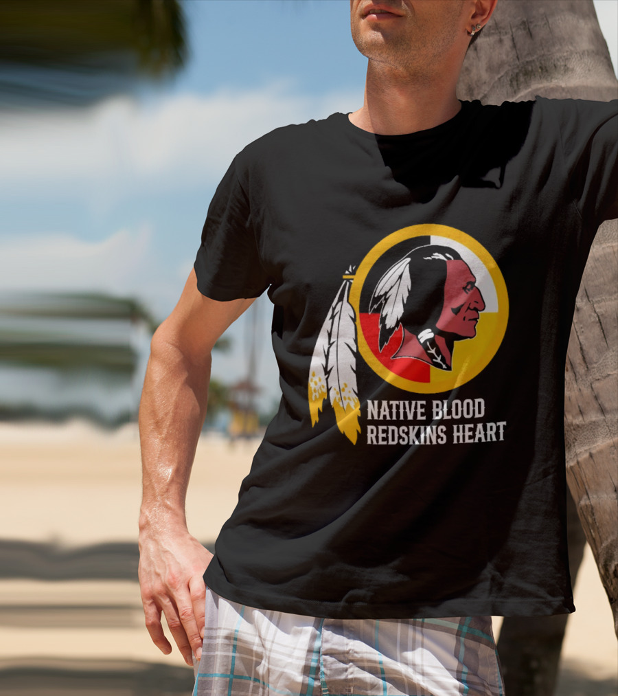 Native Blood Redskins Heart Washington Commanders T-Shirt