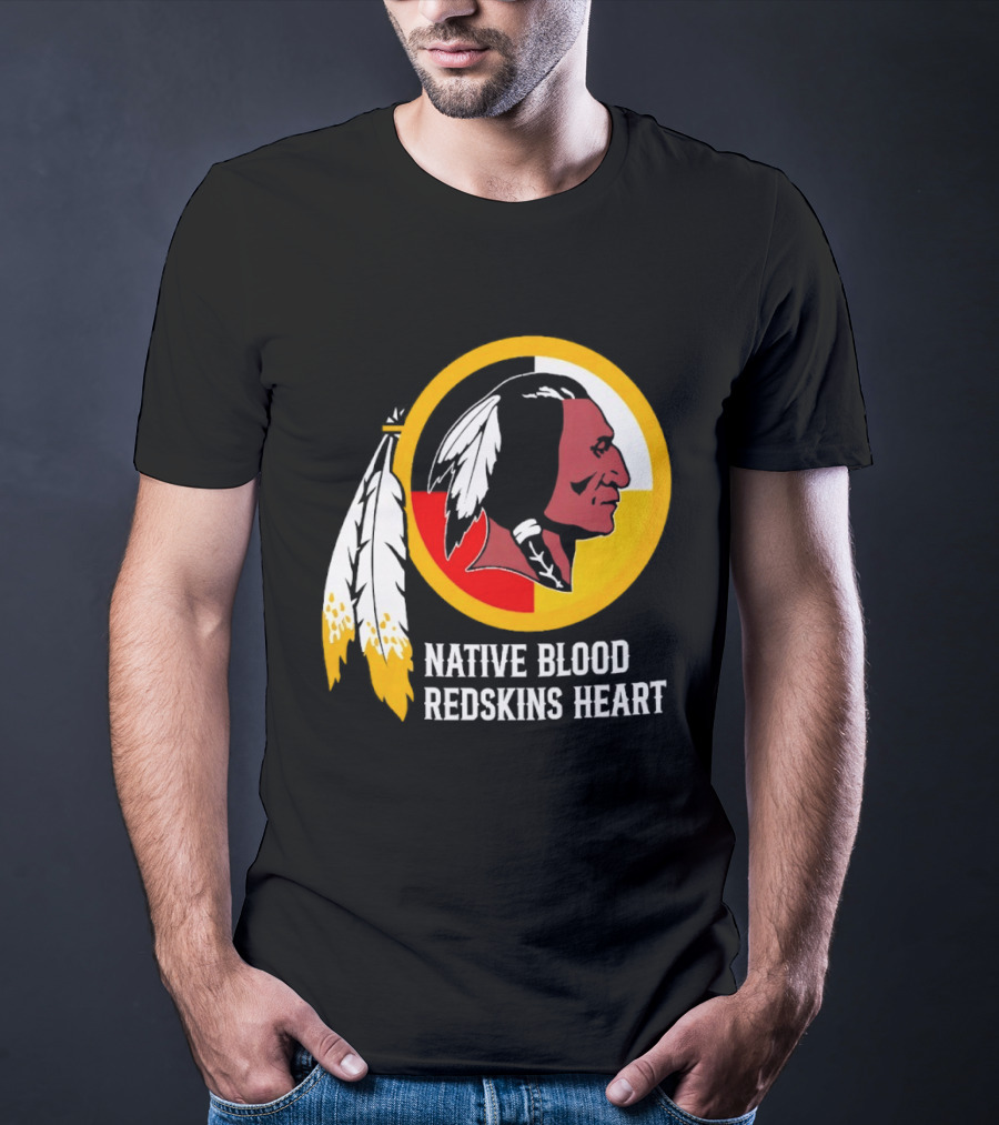 Native Blood Redskins Heart Washington Commanders T-Shirt