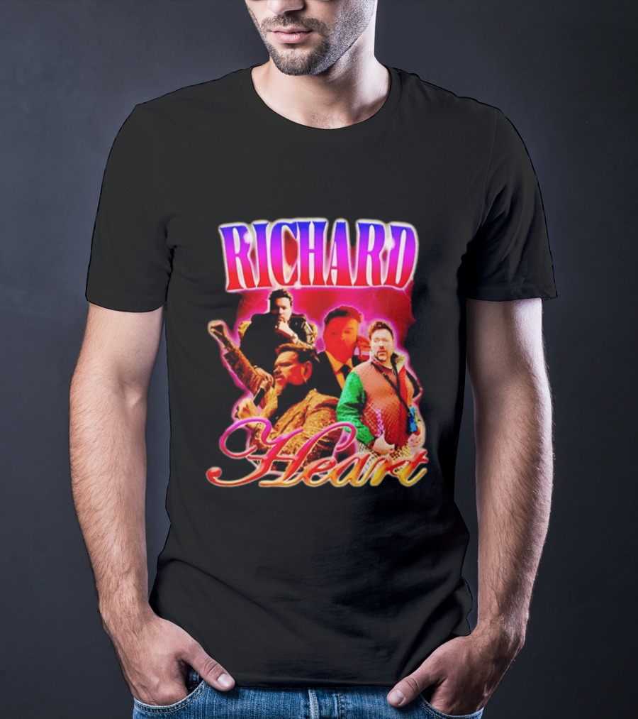 Richard Heart Lightning Bold Nostalgic Collage T-Shirt