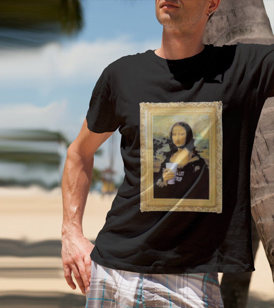 Mona Lisa Holding Cough Syrup Cup With Text That's A Awful Lot T-Shirt